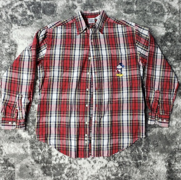 Disney Mickey Mouse Plaid Button Up - Picture 1 of 6